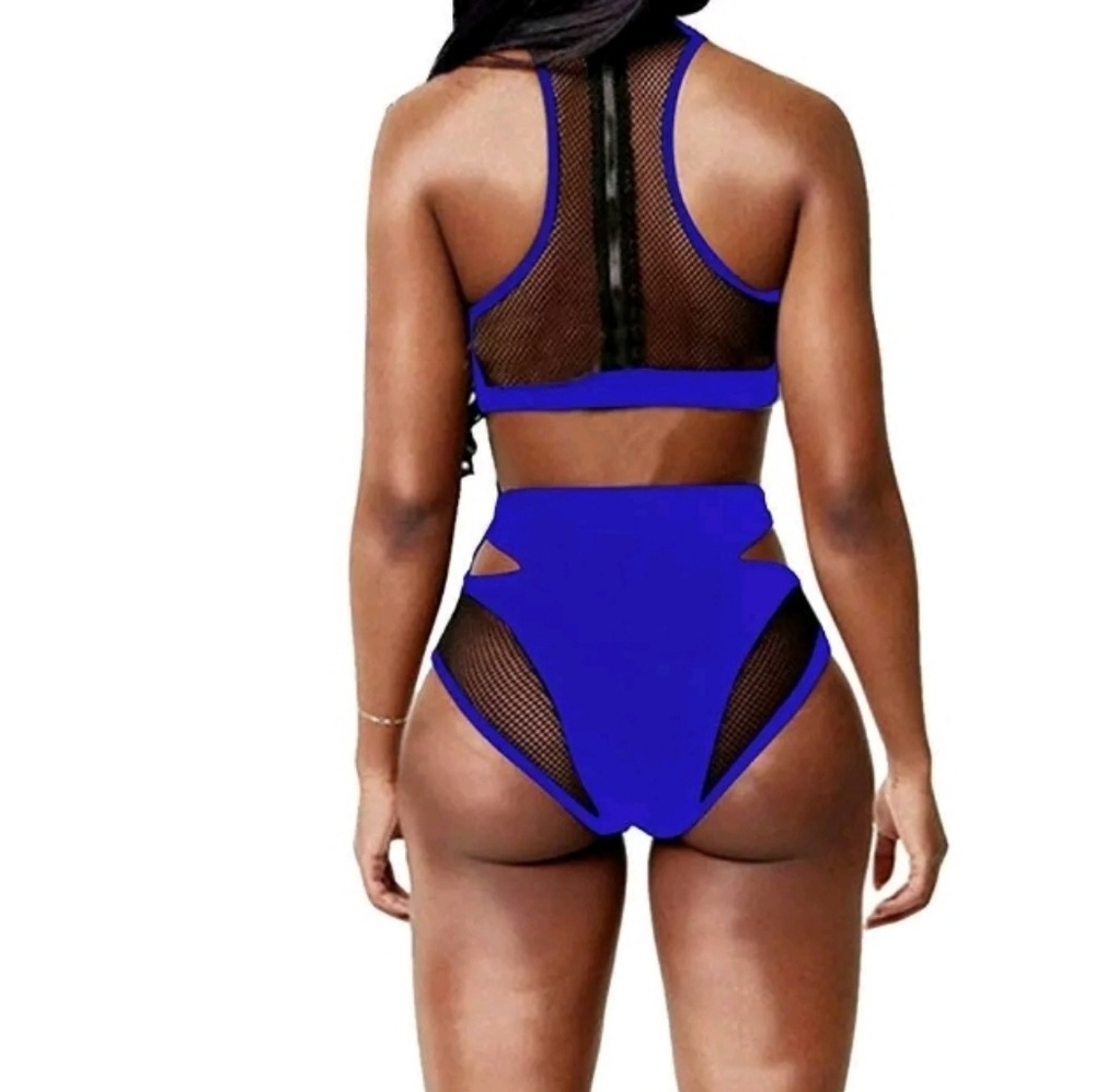 Sale NWT 🧜♀️PINK QUEEN Sheer panels 2 piece swim suit - Picture 3 of 5